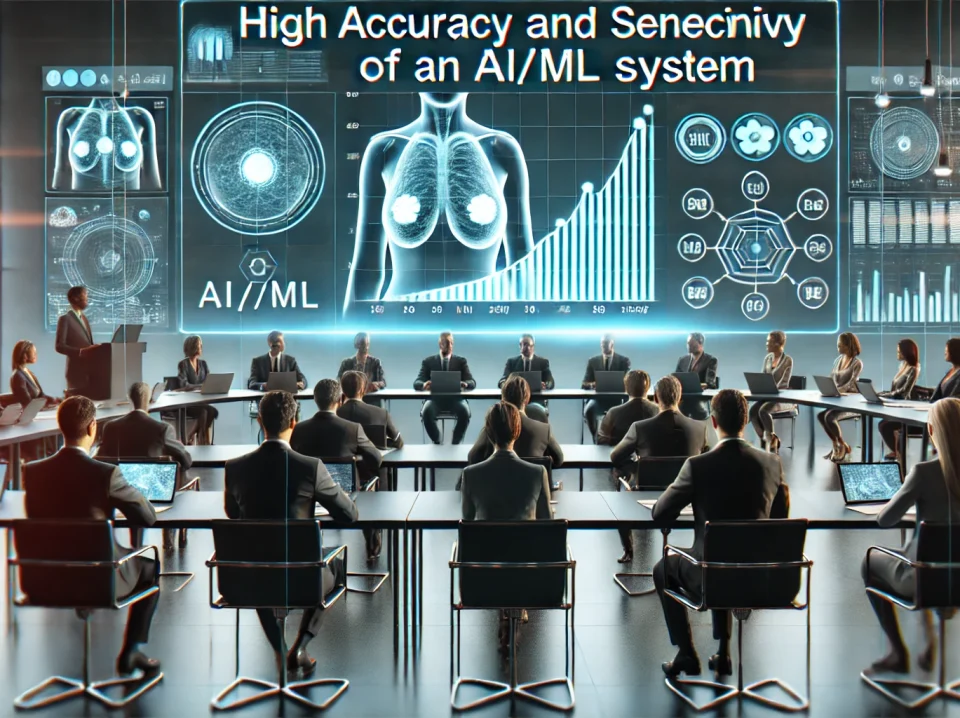 DALL·E 2024-07-29 17.01.04 - A professional conference setting with a digital presentation. The background shows a large screen with a graph indicating high accuracy and sensitivi DALL·E 2024-07-29 17.01.04 - A professional conference setting with a digital presentation. The background shows a large screen with a graph indicating high accuracy and sensitivi